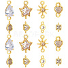 24Pcs 8 Styles Brass Pave Cubic Zirconia Connector Charms KK-BBC0028-50-1