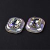 Rainbow Iridescent Plating Acrylic Cabochons X-OACR-E011-07-4