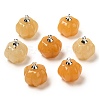 Natural Topaz Jade Pumpkin Charms with Platinum Tone Brass Bails G-C158-06P-02-1