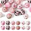 24Pcs 6 Styles Printed Round Silicone Focal Beads SIL-YW0001-78B-1