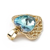 Real 18K Gold Plated Rack Plating Brass Micro Pave Clear Cubic Zirconia Pendants KK-C015-29G-11-2