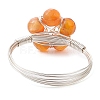 Flower Natural Green Aventurine & Carnelian & Amethyst & Apatite Finger Rings RJEW-TA00158-5