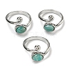 Natural Amazonite Adjustable Rings RJEW-K269-08P-05-1