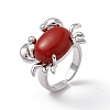 Natural Red Jasper Crab Open Cuff Ring RJEW-I090-01P-03-4