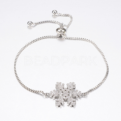 Adjustable Brass Micro Pave Cubic Zirconia Bolo Bracelets BJEW-J180-11P-1