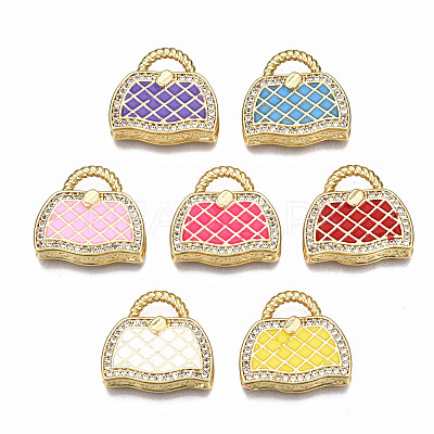 Brass Micro Pave Cubic Zirconia Enamel Pendants ZIRC-Q200-021-NF-1