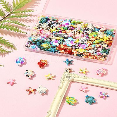 124Pcs 14 Styles Synthetic Turquoise Dyed Beads G-FS0005-88-1