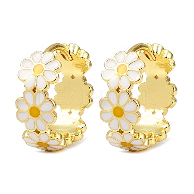 Brass Enamel Hoop Earrings X-EJEW-S277-01G-1