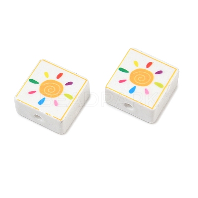 Printed Handmade Porcelain Beads PORC-G016-04Q-1