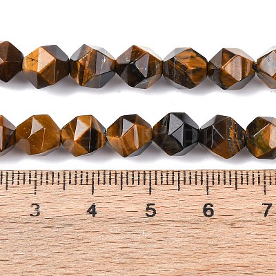 Faceted Natural Tiger Eye Beads Strands G-K066-01-8mm-01-1