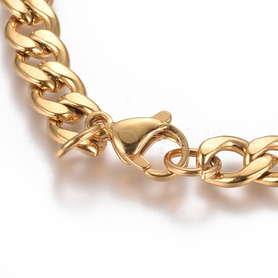 Unisex 304 Stainless Steel Curb Chain/Twisted Chain Bracelets X-STAS-D0002-40G-1