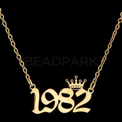 Crown Birth Year 201 Stainless Steel Pendant Necklaces for Women FS-WG4E8F2-03-1