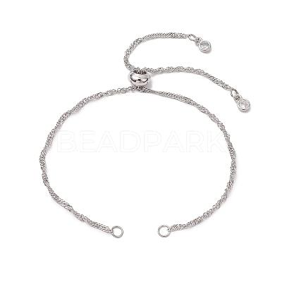 304 Stainless Steel Singapore Chain Slider Bracelet Making AJEW-JB01328-02-1
