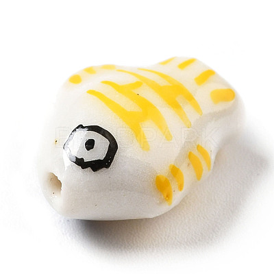 Handmade Printed Porcelain Beads PORC-F005-03B-1