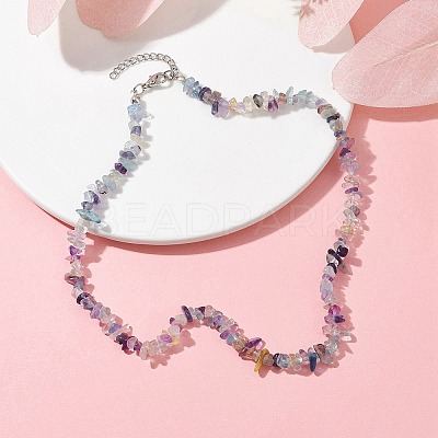 Natural Fluorite Chip Beaded Necklace NJEW-JN04615-11-1