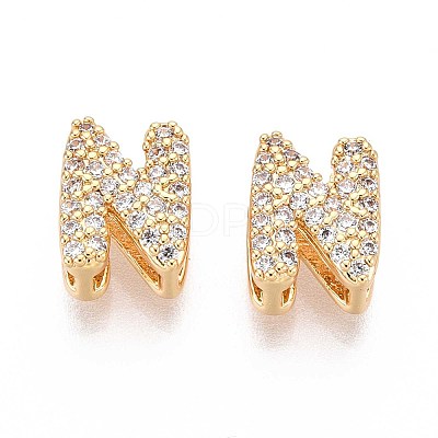 Brass Micro Pave Clear Cubic Zirconia Beads KK-T071-17G-N-1