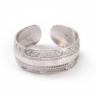 Bohemia Tibetan Style Alloy Thick Open Cuff Bangle for Women LS-BJEW-E002-01AS-06-1
