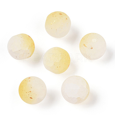 Frosted Baking Paint Crackle Glass Beads with Glitter Powder DGLA-T004-01I-1