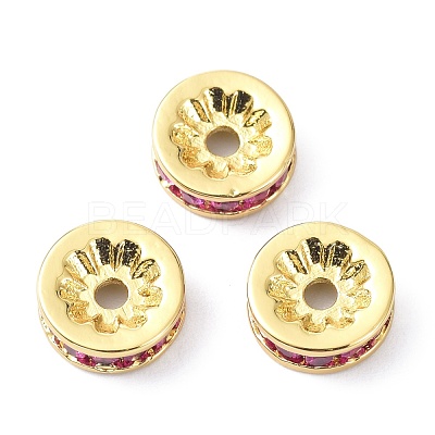Brass Fuchsia Cubic Zirconia Beads ZIRC-C022-08G-1