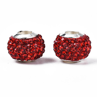 Handmade Polymer Clay Rhinestone European Beads RB-N053-001-08-1