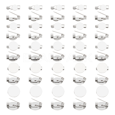 50Pcs 5 Style 316 Surgical Stainless Steel Brooch Base Settings STAS-UN0053-58-1