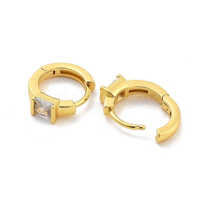 Square Rack Plating Brass with Clear Cubic Zirconia Hoop Earrings for Women EJEW-G409-05G-1