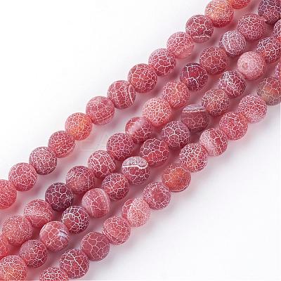 Natural Fire Crackle Agate Bead Strands G-S216-10mm-05-1
