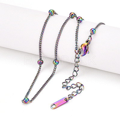 Ion Plating(IP) 304 Stainless Steel Satellite Chain Necklace for Men Women NJEW-E076-01M-1