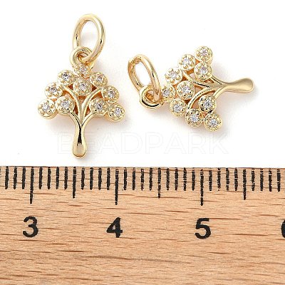 Rack Plating Brass Micro Pave Clear Cubic Zirconia Charms KK-D097-05G-1