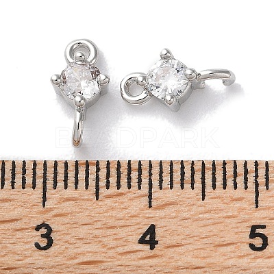 Rack Plating Brass Pave Clear Cubic Zirconia Connector Charms KK-Z039-39P-1