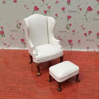 Single and Double Imitation Leather Sofas with Footrests for Dollhouse Miniature Furniture Model PW-WG96598-01-1