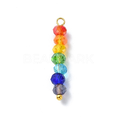 Coloful Faceted Glass Beaded Pendants PALLOY-JF02525-01-1