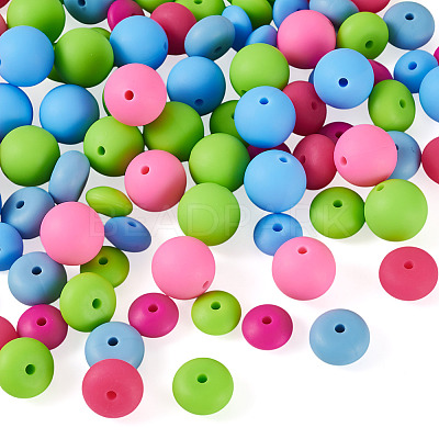 90Pcs 9 Styles Round Silicone Focal Beads SIL-TA0003-56-1