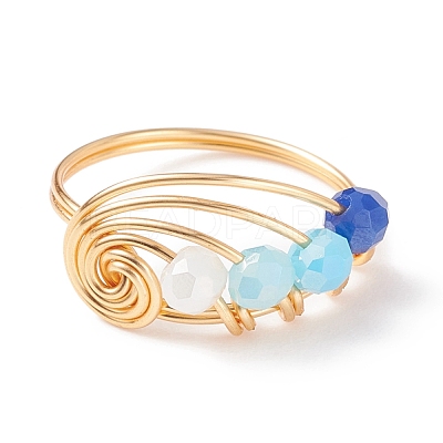 Glass Braided Vortex Finger Ring RJEW-TA00046-03-1