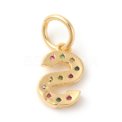 Brass Micro Pave Colorful Cubic Zirconia Charms ZIRC-F092-01-S-1
