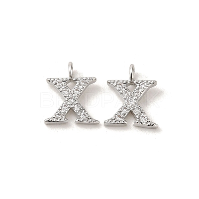 Initial Letter Brass Micro Pave Cubic Zirconia Pendants ZIRC-F008-X-1