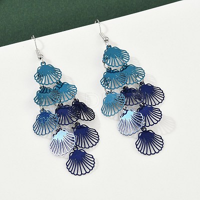 430 Stainless Steel Shell Shape Dangle Earrings EJEW-A137-03P-01-1