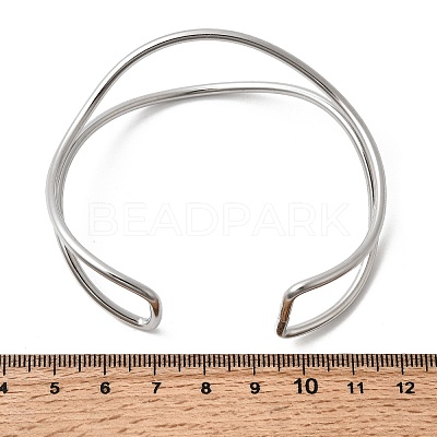 304 Stainless Steel Cuff Bangles for Women BJEW-Z150-01P-02-1