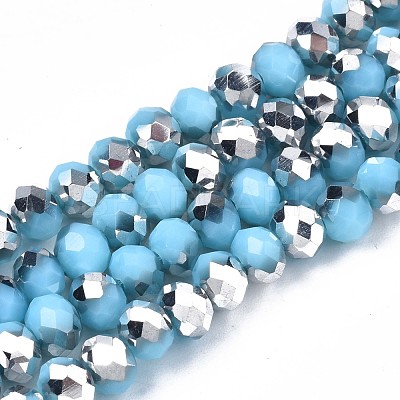 Electroplate Opaque Glass Beads Strands EGLA-A034-P6mm-M19-1