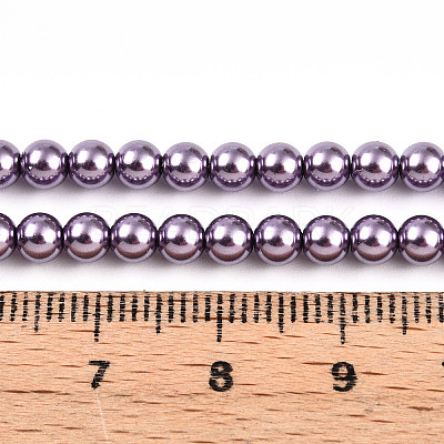 Baking Paint Pearlized Glass Pearl Bead Strands HY-N002-4mm-A14-1