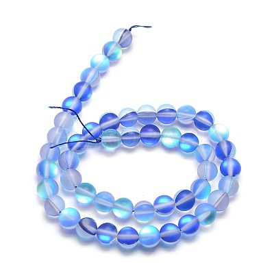 Synthetic Moonstone Beads Strands G-F142-10mm-08-1