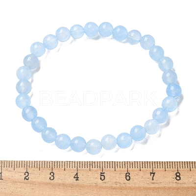Natural & Dyed White Jade Bead Stretch Bracelets BJEW-K212-A-018-1