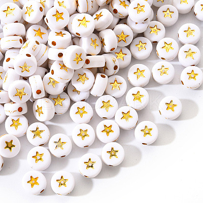 White Opaque Acrylic Beads PACR-YW0001-04A-1