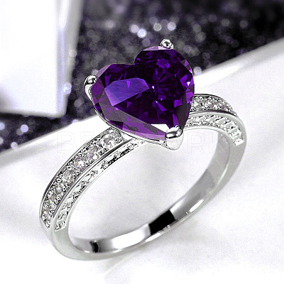 Brass Micro Pave Cubic Zirconia Finger Rings for Women FS-WGC99AF-25-1
