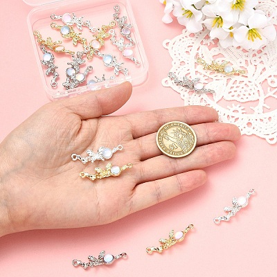 18Pcs 6 Colors Alloy & Glass Butterfly Connector Charms FIND-YW0011-89-1