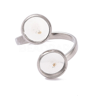 Non-Tarnish 201 Stainless Steel Open Cuff Ring Findings X-STAS-E124-01P-1