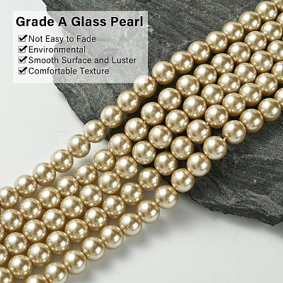 Eco-Friendly  Dyed Glass Pearl Round Bead Strands X-HY-A002-8mm-RB021-1