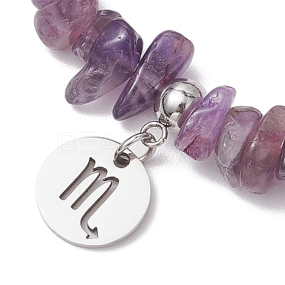 Natural Amethyst Chip Beaded Stretch Bracelets BJEW-JB11133-10-1