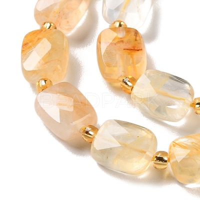 Natural Yellow Hematoid Quartz/Golden Healer Quartz  Beads Strands G-H061-A06-01-1