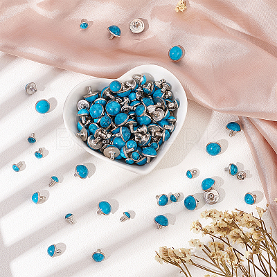 150 Sets 3 Style Plastic Imitation Turquoise Garment Rivets FIND-WR0007-54-1